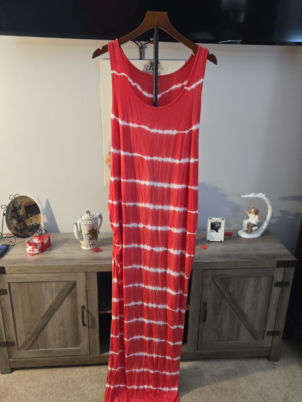 Isabel Maternity (Or Not) by Ingrid & Isabel Coral and White Tie-Dye Maxi Dress